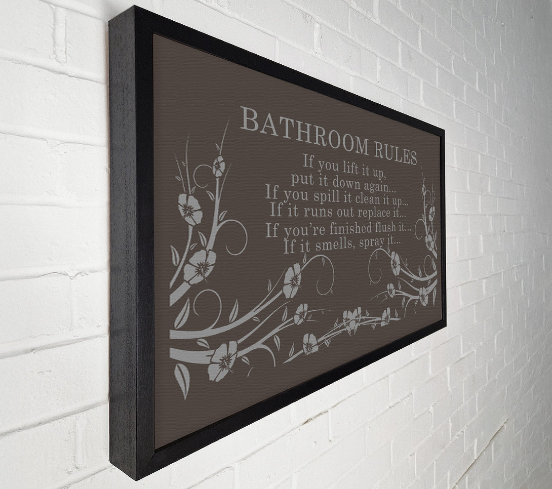  A Canvas Print of Bathroom Quote Bathroom Rules 2 Chocolate Canvas Wall Art