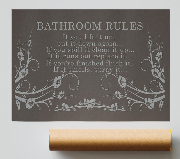 Bathroom Quote Bathroom Rules 2 Chocolate Poster