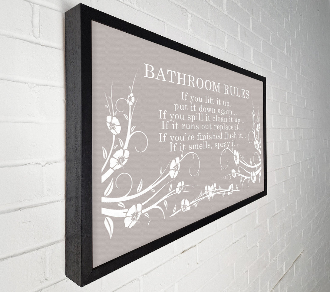  A Canvas Print of Bathroom Quote Bathroom Rules 2 Beige Canvas Print