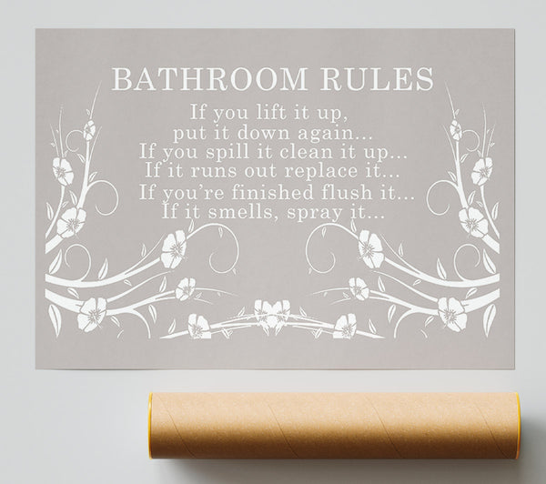 Bathroom Quote Bathroom Rules 2 Beige Giclee Print