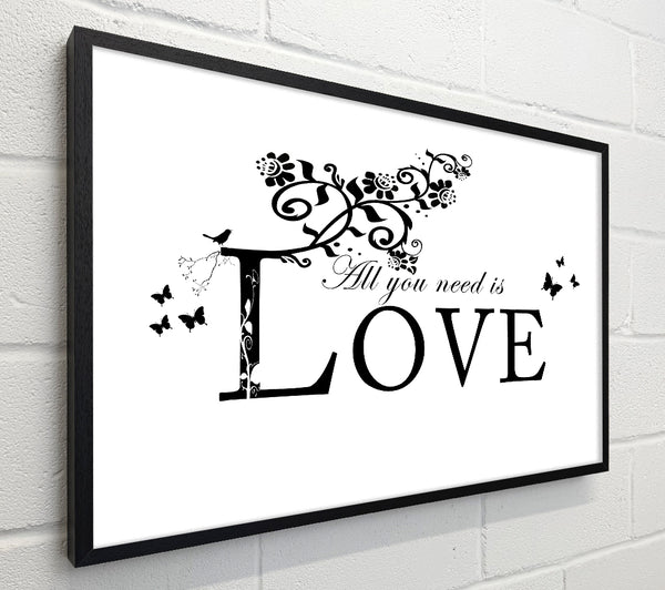 Music Quote All You Need Is Love White