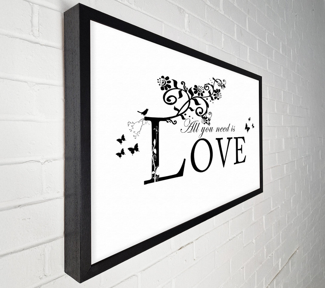  A Canvas Print of Music Quote All You Need Is Love White Canvas Wall Art