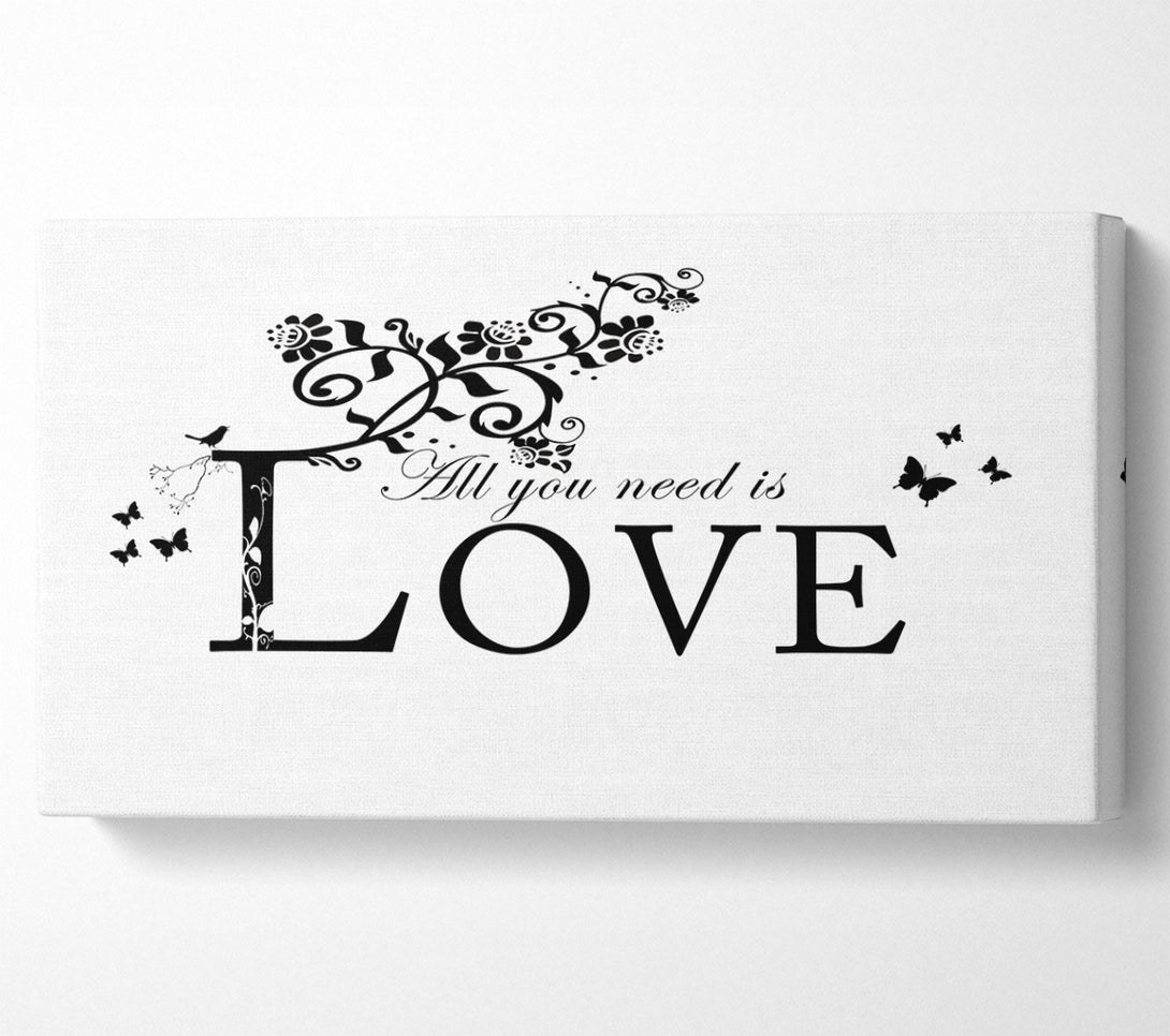  A Canvas Print of Music Quote All You Need Is Love White Canvas Wall Art