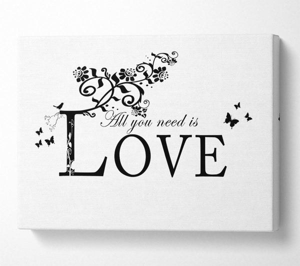  A Canvas Print of Music Quote All You Need Is Love White Canvas Wall Art