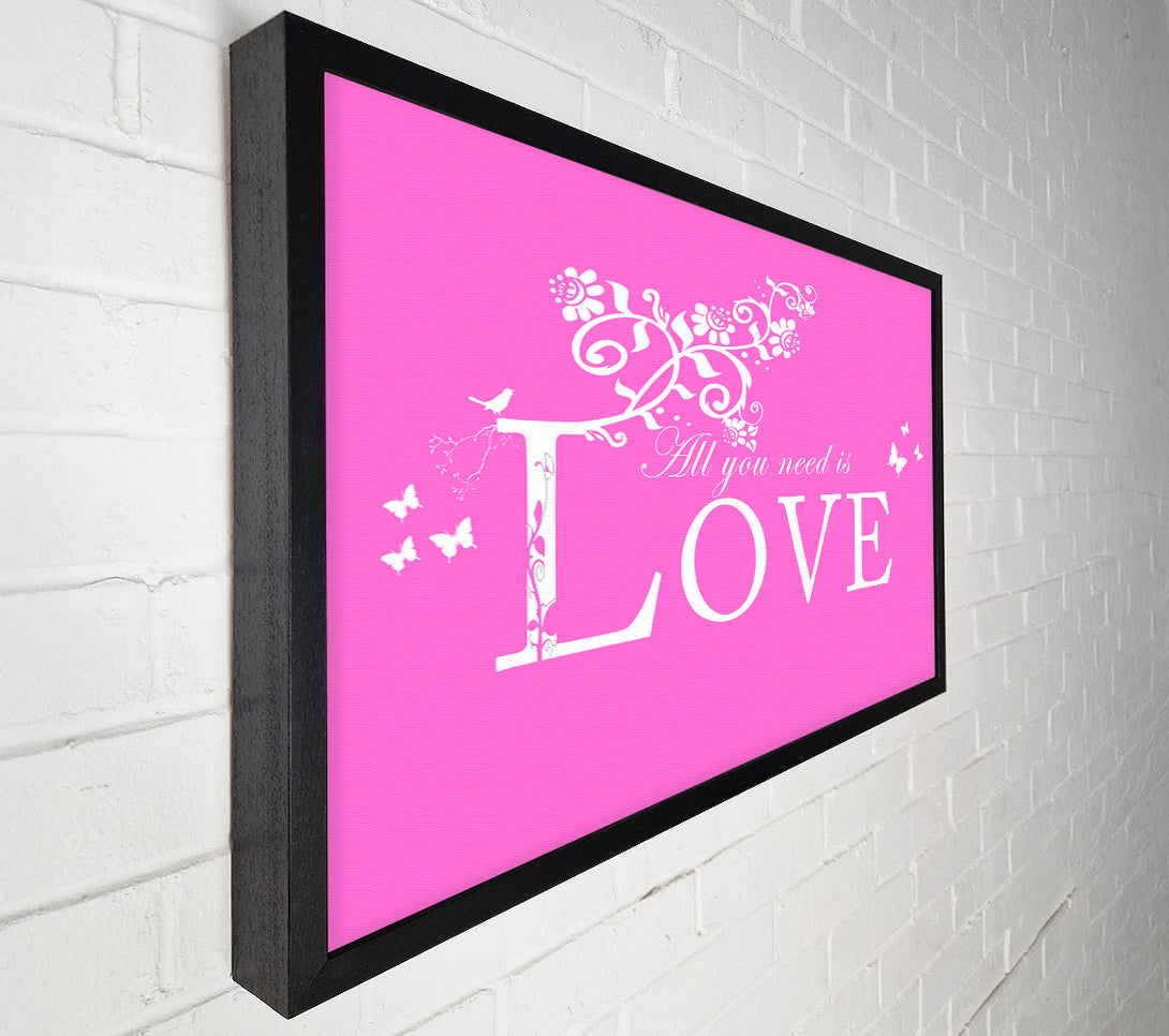  A Canvas Print of Music Quote All You Need Is Love Vivid Pink Canvas Print