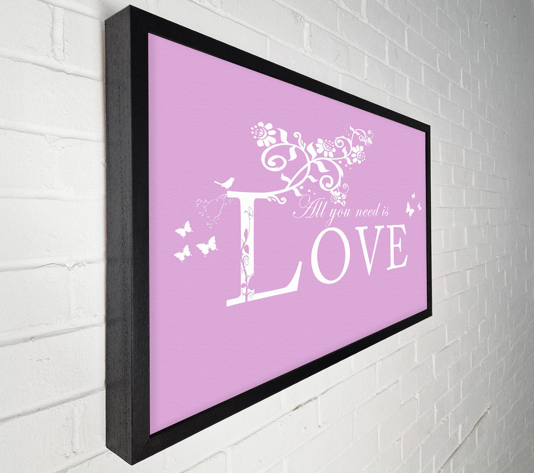  A Canvas Print of Music Quote All You Need Is Love Pink Canvas Art