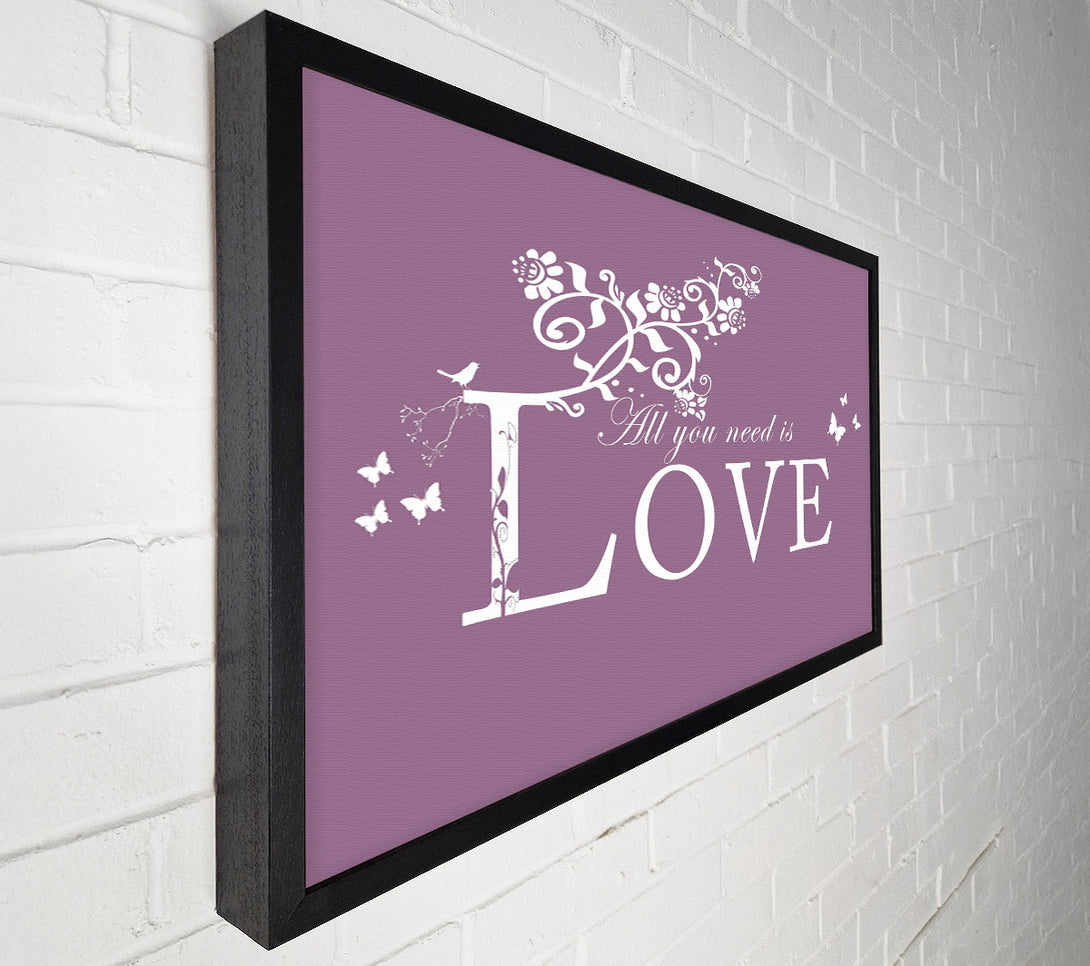 A Canvas Print of Music Quote All You Need Is Love Dusty Pink Canvas Wall Art