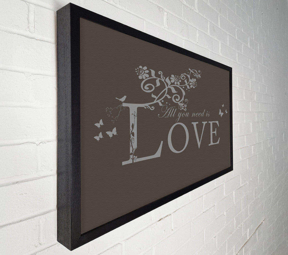  A Canvas Print of Music Quote All You Need Is Love Chocolate Canvas Art