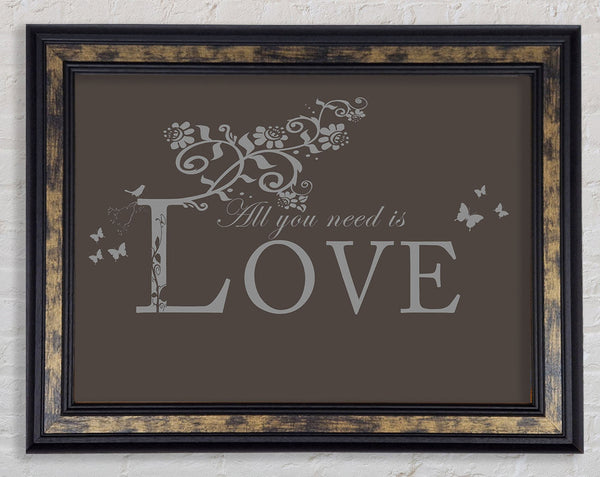 Music Quote All You Need Is Love Chocolate Framed Print