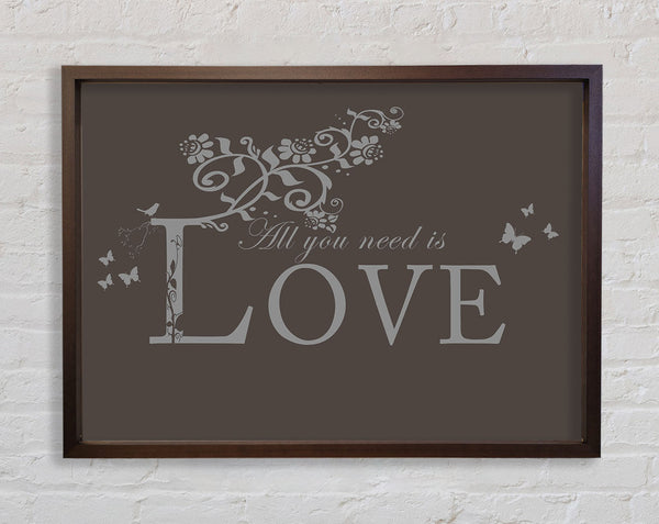 Music Quote All You Need Is Love Chocolate Framed Print