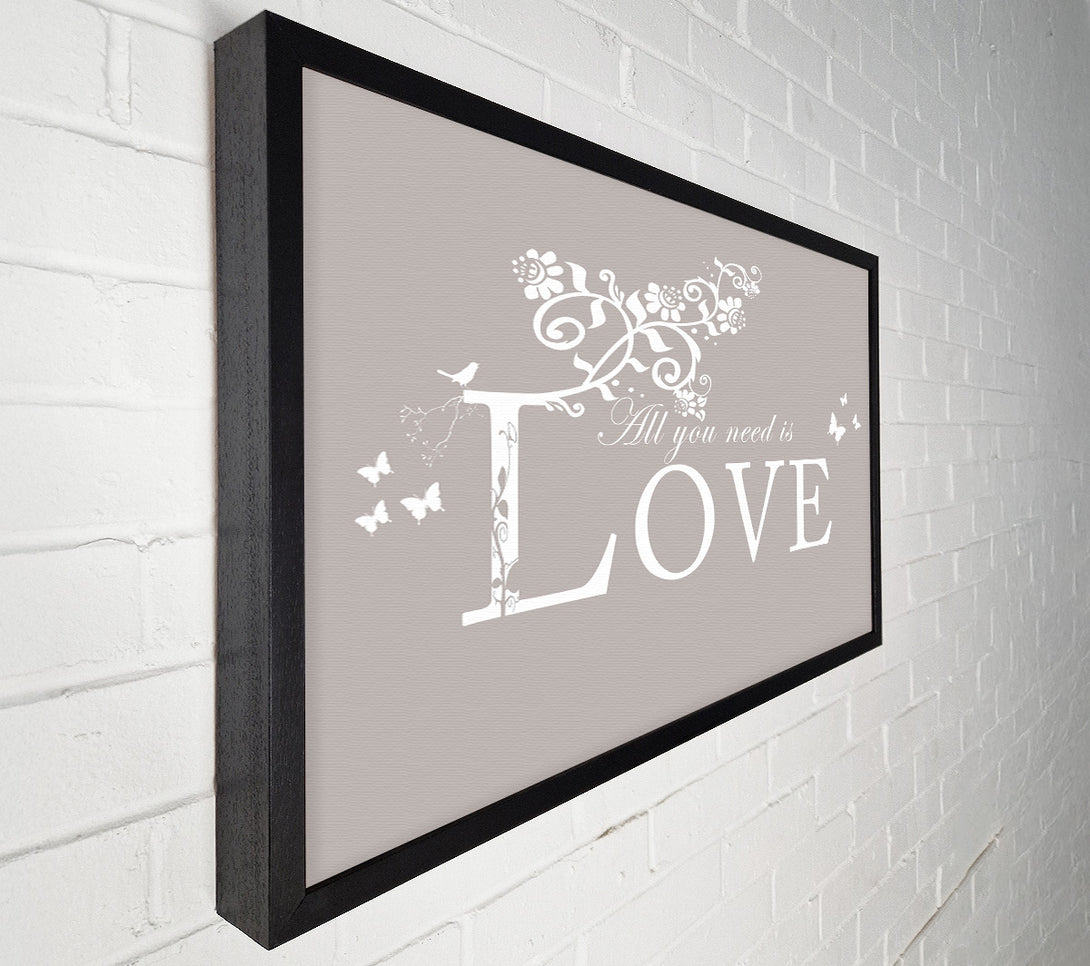  A Canvas Print of Love Quote All You Need Is Love Beige Canvas Art