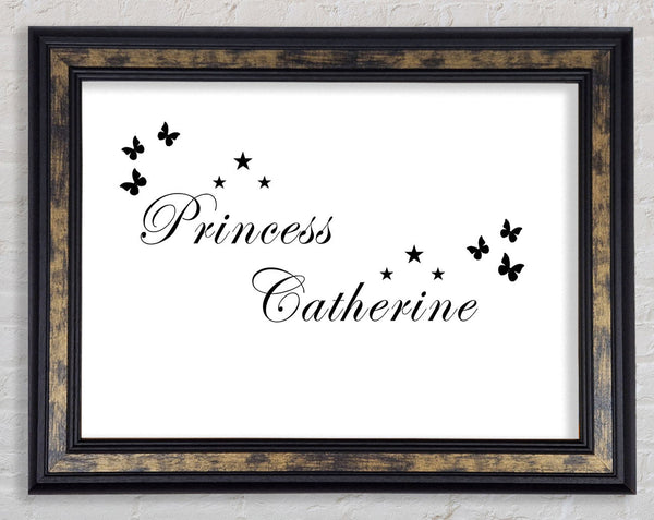 Your Own Name Princess White Framed Print