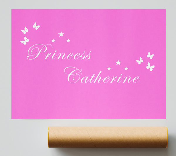 Girls Room Quote Your Own Name Princess Vivid Pink Giclee Print