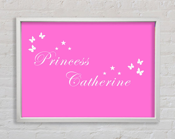 Girls Room Quote Your Own Name Princess Vivid Pink Framed Print