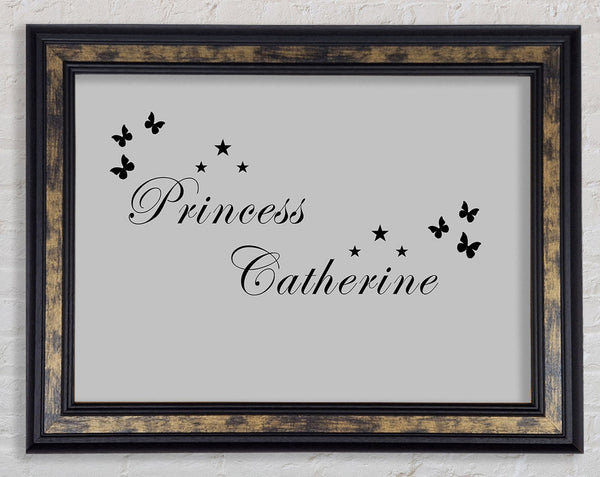 Girls Room Quote Your Own Name Princess Grey Framed Print