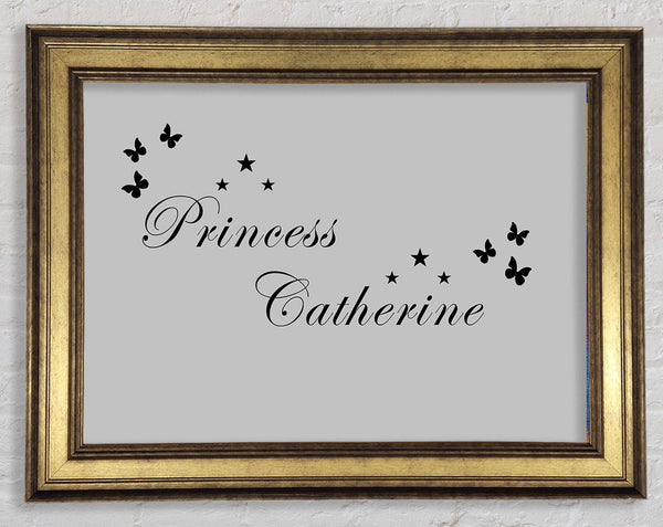 Girls Room Quote Your Own Name Princess Grey Framed Print