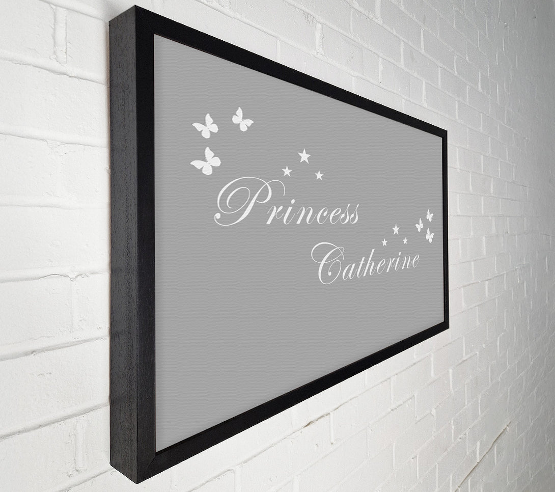 A Canvas Print of Girls Room Quote Your Own Name Princess Grey White Canvas Wall Art