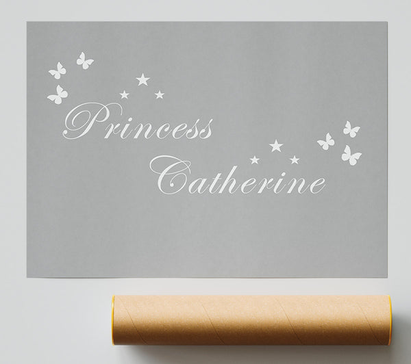Girls Room Quote Your Own Name Princess Grey White Giclee Print