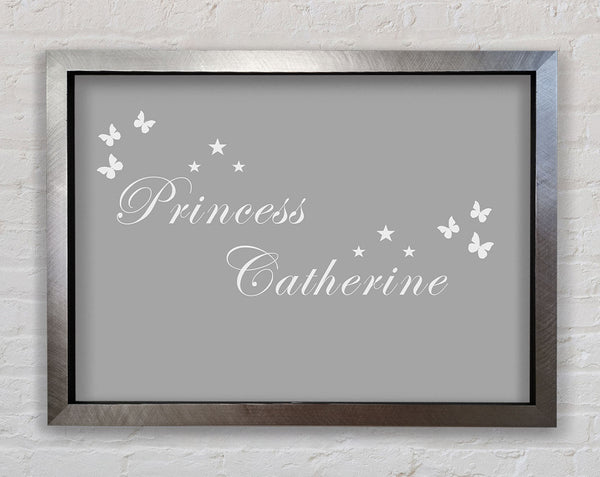 Girls Room Quote Your Own Name Princess Grey White Framed Print
