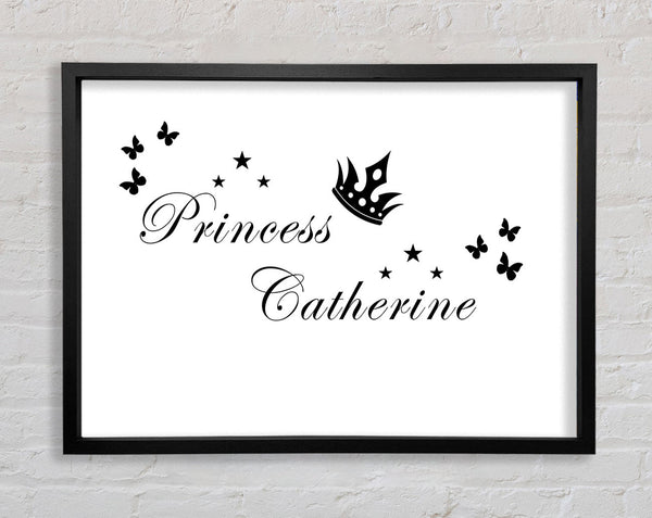 Your Own Name Princess 2 White Framed Print