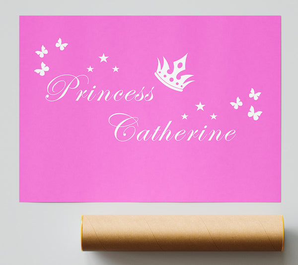 Your Own Name Princess 2 Vivid Pink Giclee Print
