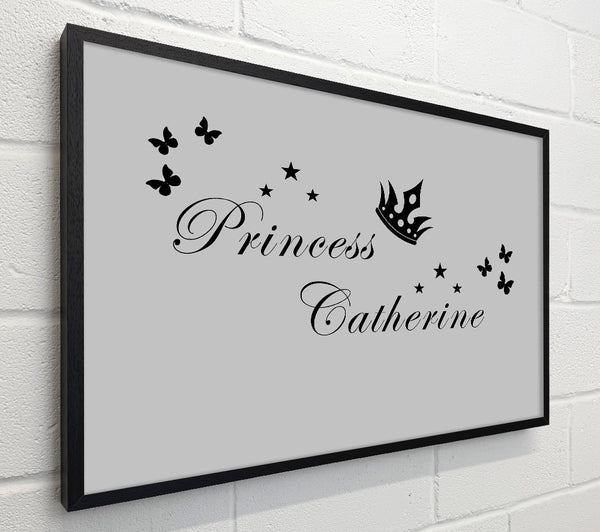 Girls Room Quote Your Own Name Princess 2 Grey