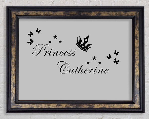 Girls Room Quote Your Own Name Princess 2 Grey Framed Print