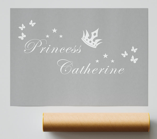 Your Own Name Princess 2 Grey White Poster