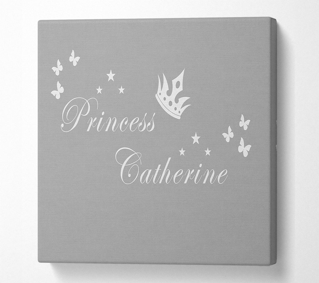  A Canvas Print of Your Own Name Princess 2 Grey White Canvas Wall Art