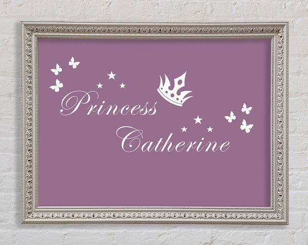 Girls Room Quote Your Own Name Princess 2 Dusty Pink Framed Print