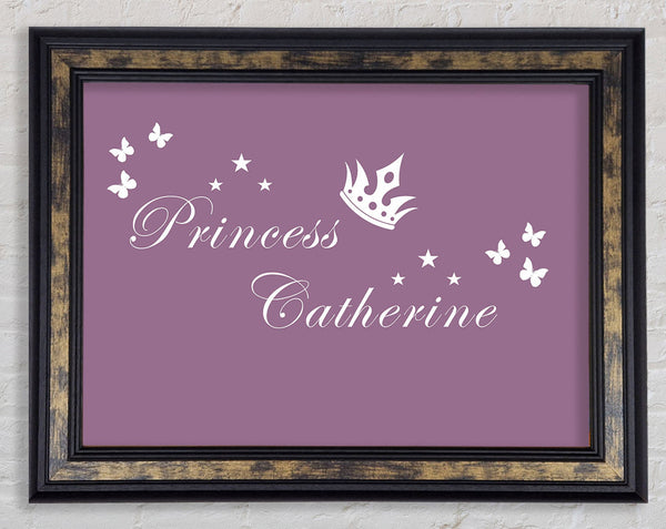 Girls Room Quote Your Own Name Princess 2 Dusty Pink Framed Print