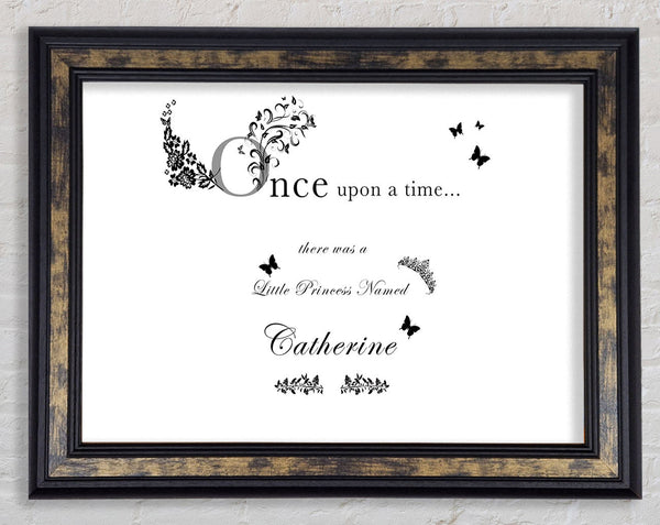 Once Upon A Time Your Name White Framed Print