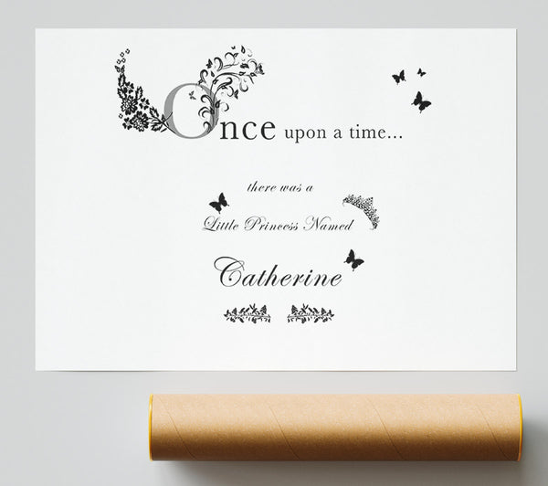 Once Upon A Time Your Name White Giclee Print