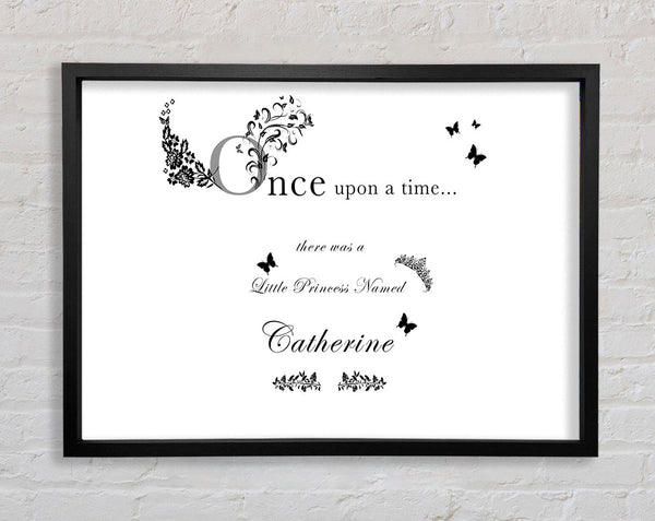 Once Upon A Time Your Name White Framed Print