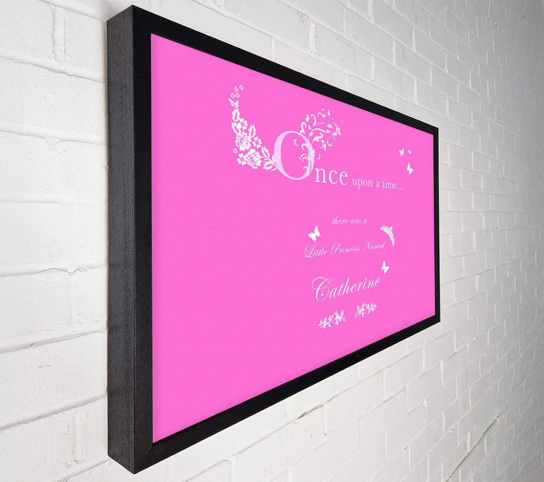  A Canvas Print of Girls Room Quote Once Upon A Time Your Name Vivid Pink Canvas Print