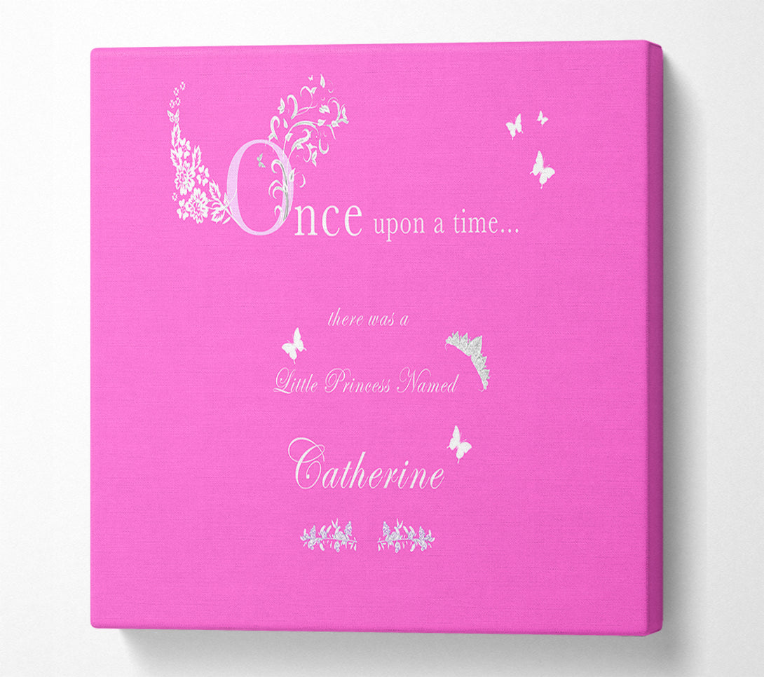  A Canvas Print of Girls Room Quote Once Upon A Time Your Name Vivid Pink Canvas Print