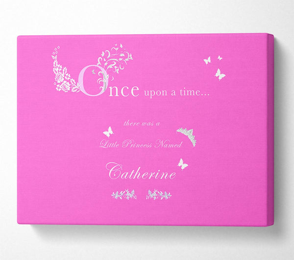 A Canvas Print of Girls Room Quote Once Upon A Time Your Name Vivid Pink Canvas Print
