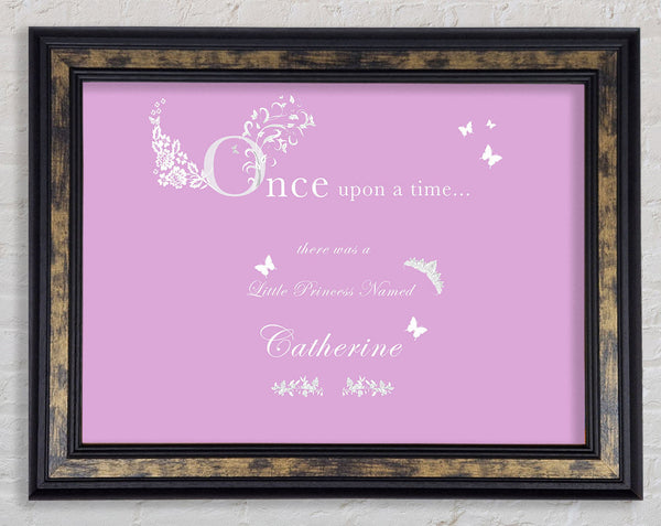 Girls Room Quote Once Upon A Time Your Name Pink Framed Print