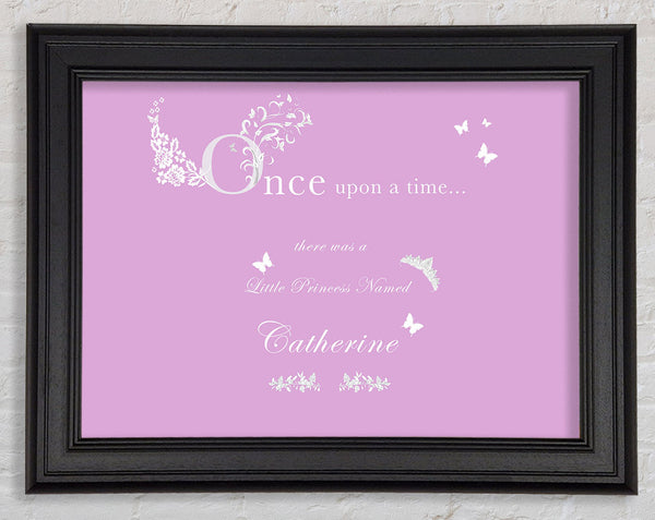 Girls Room Quote Once Upon A Time Your Name Pink Framed Print