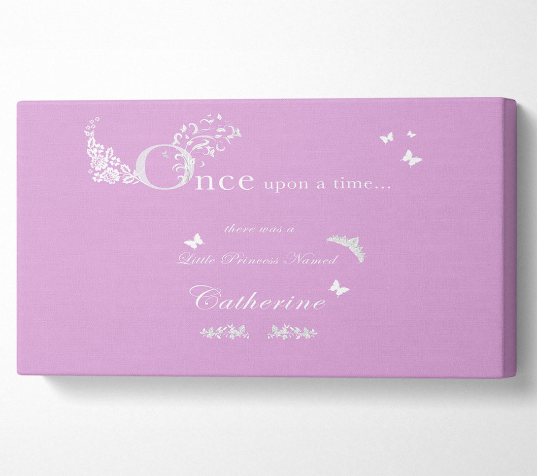  A Canvas Print of Girls Room Quote Once Upon A Time Your Name Pink Canvas Wall Art
