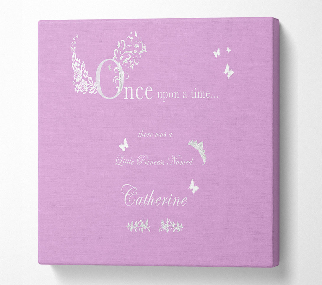 A Canvas Print of Girls Room Quote Once Upon A Time Your Name Pink Canvas Wall Art