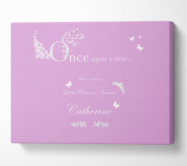  A Canvas Print of Girls Room Quote Once Upon A Time Your Name Pink Canvas Wall Art