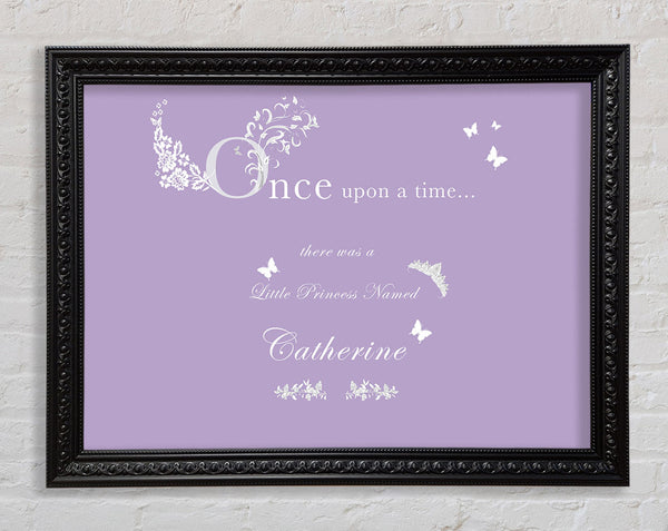 Girls Room Quote Once Upon A Time Your Name Lilac Framed Print