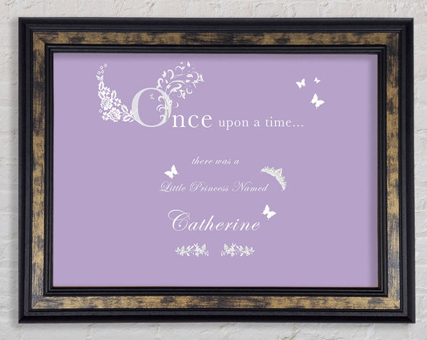 Girls Room Quote Once Upon A Time Your Name Lilac Framed Print