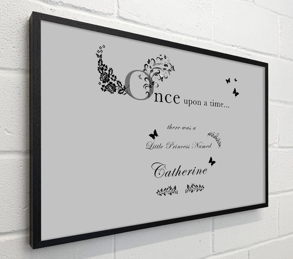 Girls Room Quote Once Upon A Time Your Name Grey