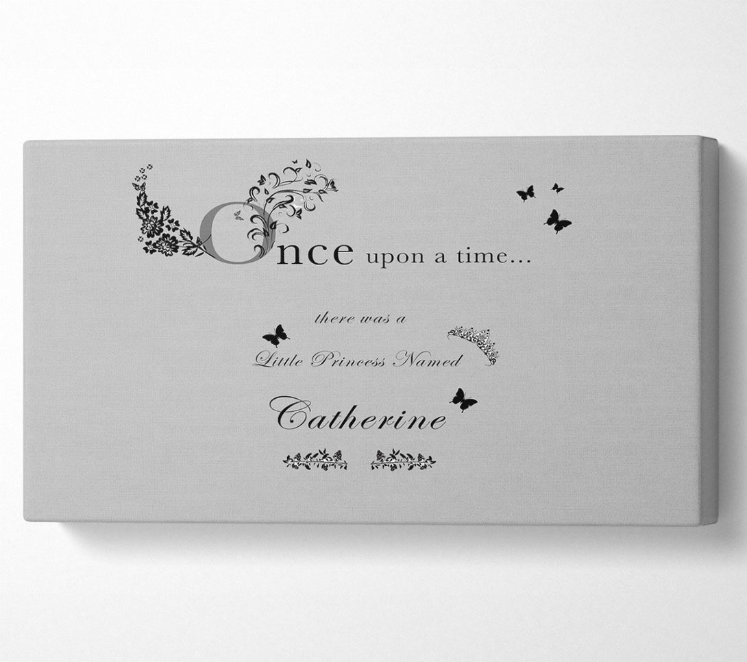 A Canvas Print of Girls Room Quote Once Upon A Time Your Name Grey Canvas Art