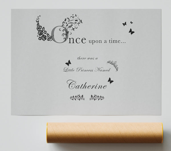 Girls Room Quote Once Upon A Time Your Name Grey Print