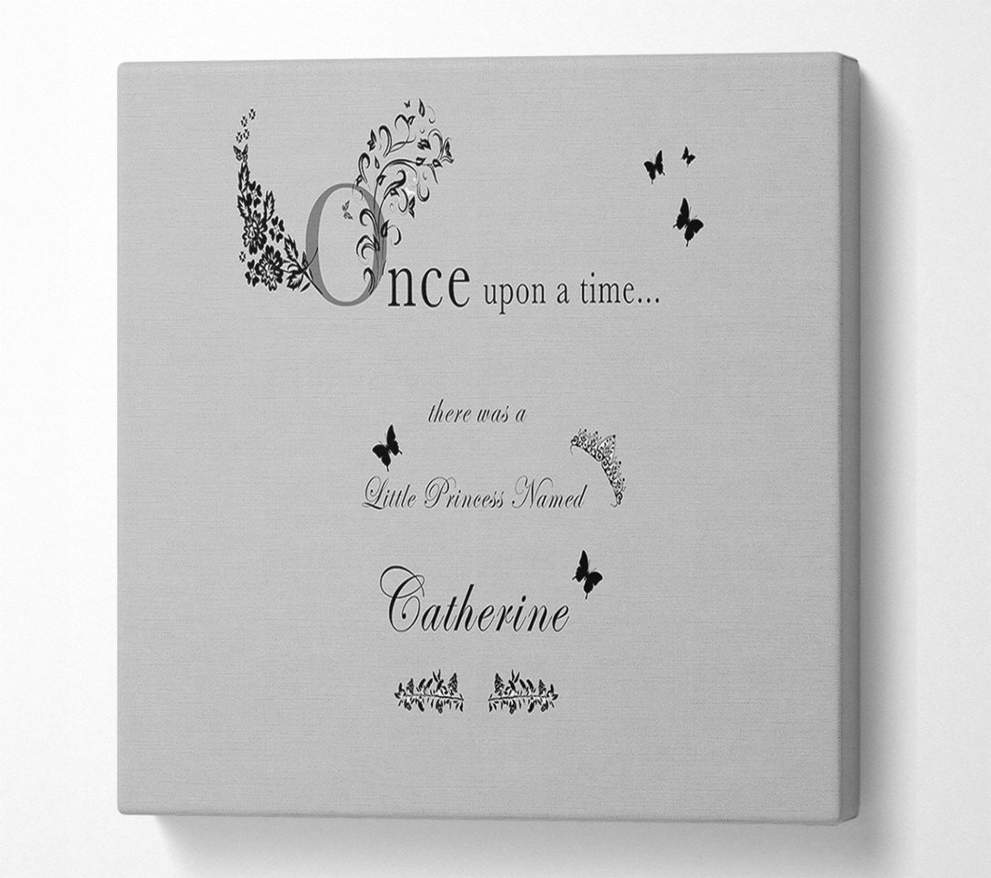  A Canvas Print of Girls Room Quote Once Upon A Time Your Name Grey Canvas Art