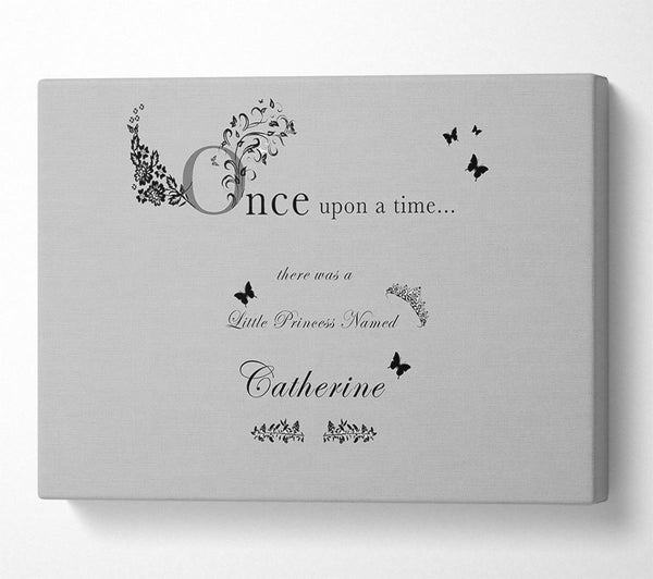  A Canvas Print of Girls Room Quote Once Upon A Time Your Name Grey Canvas Art