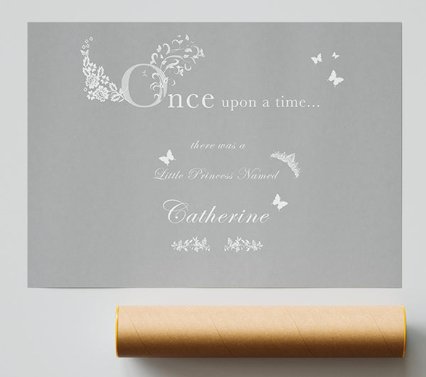 Once Upon A Time Your Name Grey White Poster